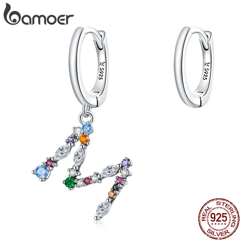 

BAMOER Аутентичные серебряные серьги с буквами, стерлинговое серебро 925 пробы, романтические серьги с надписью A, подарок для девочки, модные украшения M