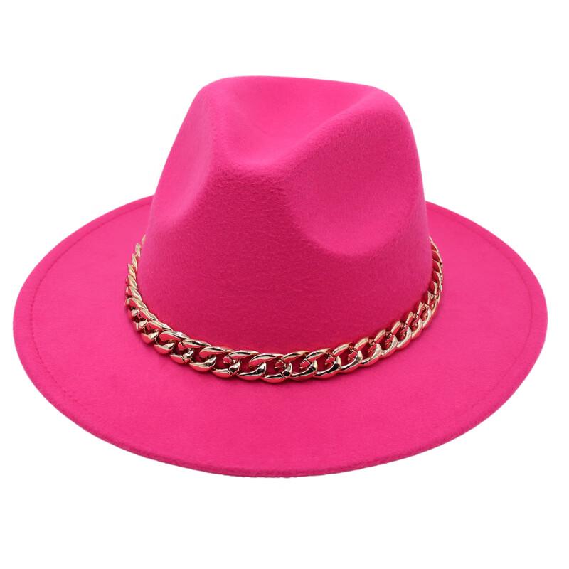 Unisex Chain Felt Fedora Hat for Stage Performance