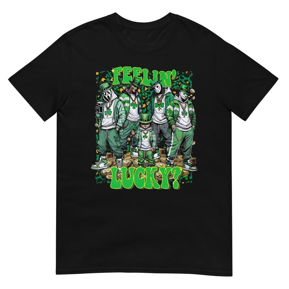 

Funny Feelin Lucky Funny St. Patrick’s Day Horror Mashup T-Shirt XL