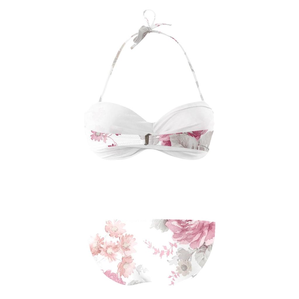 2024 European and American Women's Sexy Split Swimsuit with Hard Cup and Double Ring Bikini