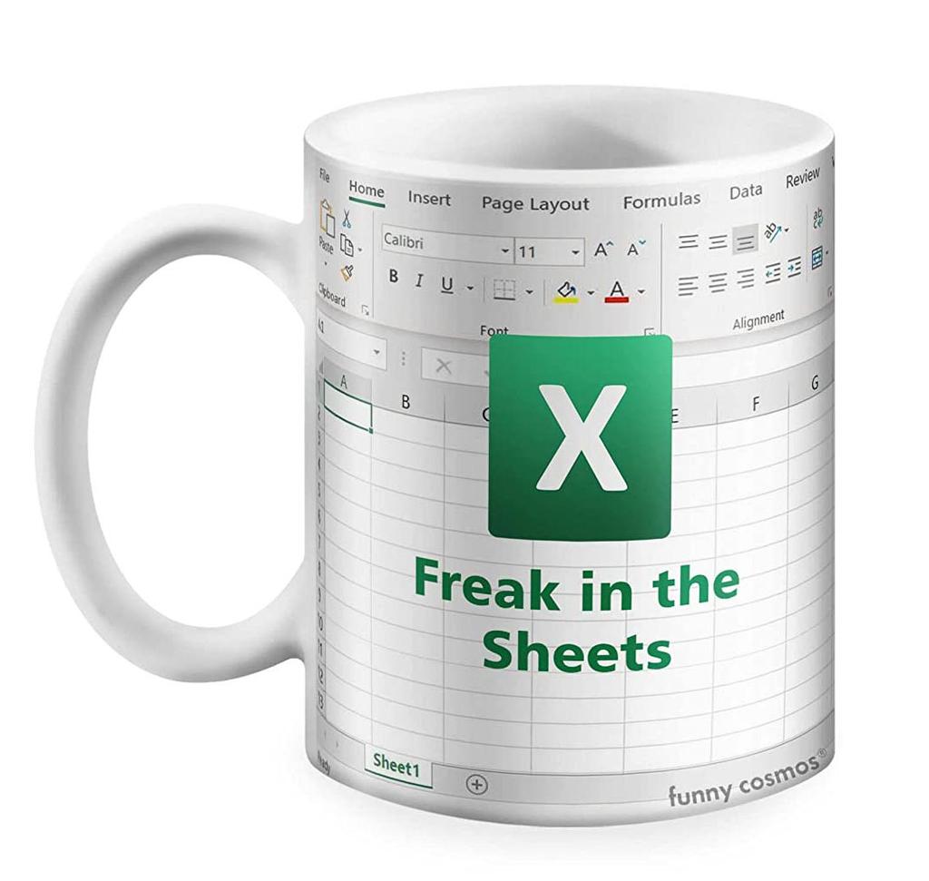 Freak In The Sheets Spreadsheet Ceramic Coffee Mark Mug Excel New