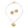 Böhmische Ohrringe Halskette Unregelmäßige Kette Imitation Perlen Halskette Retro Abgenutzte Sonnenform Ohrstecker Gesicht Schlankmachender Schmuck