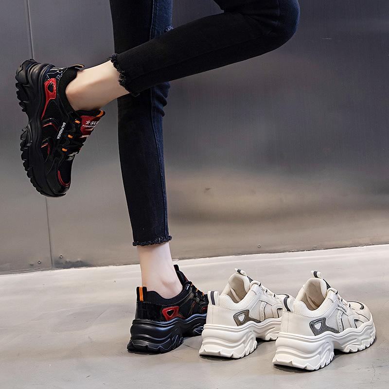 Sneakers women's spring 2025 new casual single shoes thick-soled heightening dad shoes women's running shallow mouth versatile women's shoes