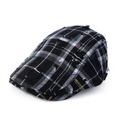 Men Vintage Beret Women's Plaid Forward Cap Spring Summer Peaked Cap