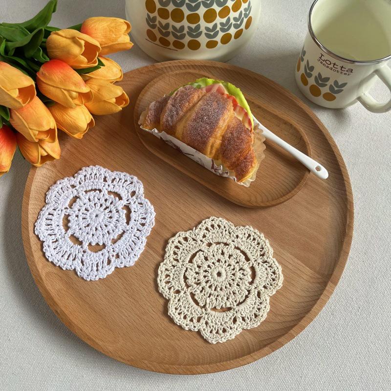 Handmade Crochet Flower Placemat - Cute Single Flower Design, 5g, OPP Bag Package