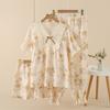 Women's Two Piece Set Round Neck Long Sleeve Tops Elastic Band Trousers Pajama Set Leisure Suit