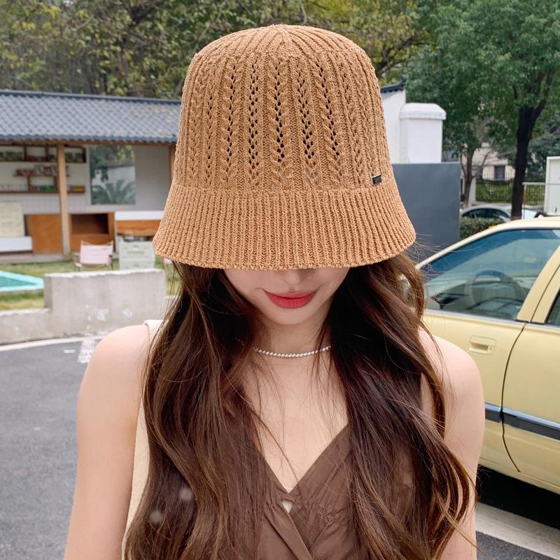 Spring hat women's summer outdoor travel sunscreen sunshade bucket hat knitted face small bucket hat