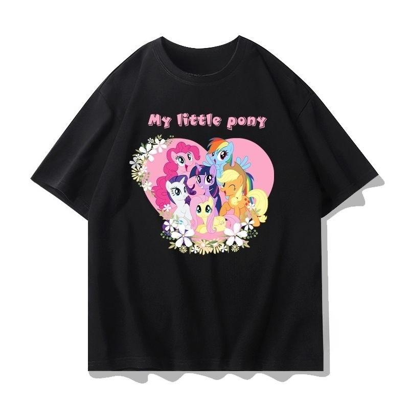 2026 summer new New cotton shortsleeved Tshirt for cartoonstyle Little Pony style relaxed fit loungewear style shirt