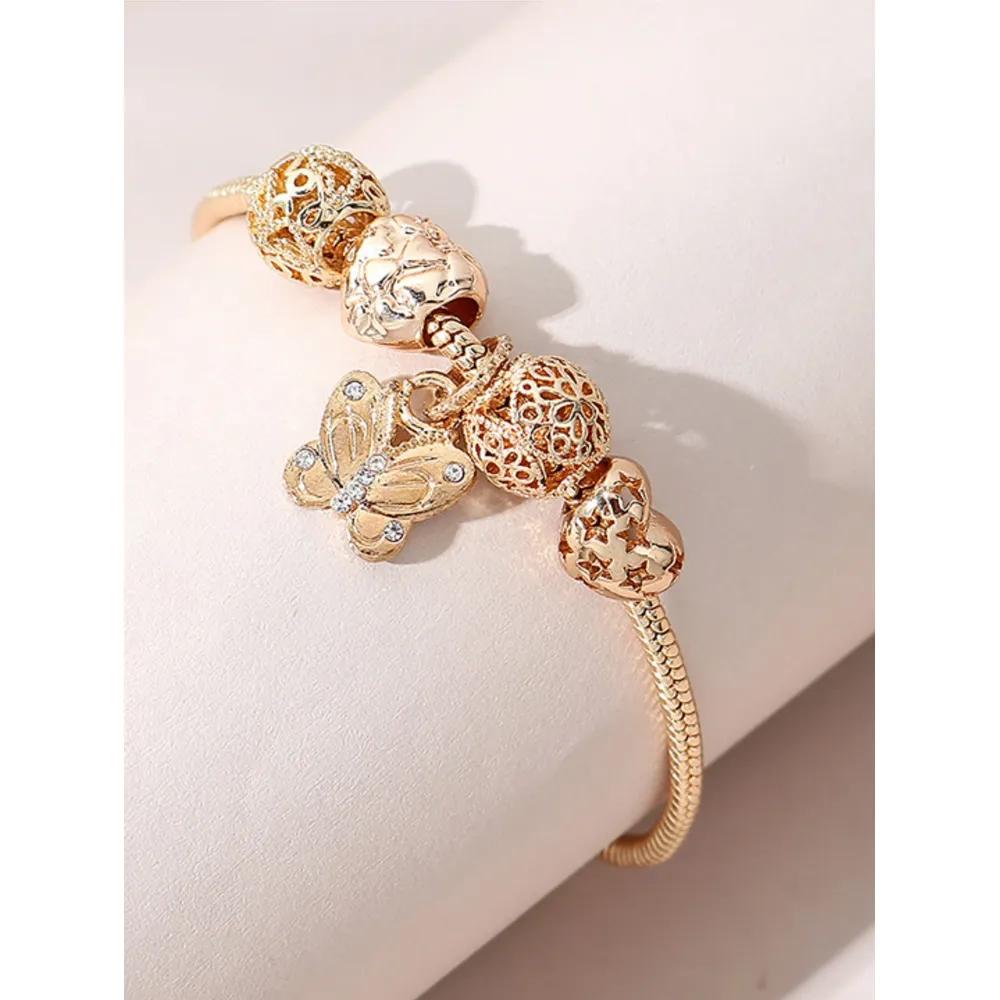 1 Popular Women's Hollow DIY Heart-shaped Butterfly Large Hole Beaded Bracelet, Popular Bead Bracelet