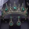 Baroque Headdress Royal Queen Bridal Crown Sets Purple Champagne Tiaras Earrings Pageant Wedding Jewelry Sets Accessories
