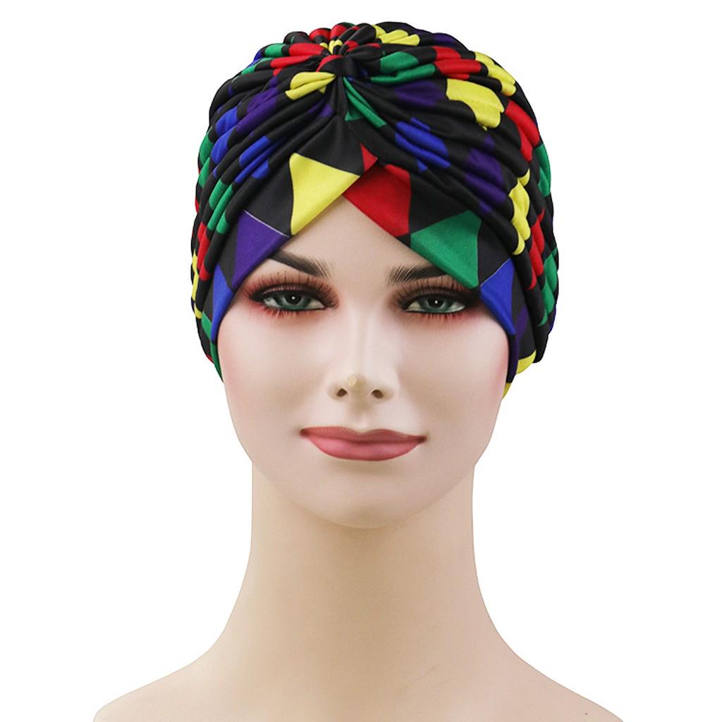 Women Print Indian Hat Muslim Stretch Turban Hat Chemo Cap Head Scarf Wrap Hots