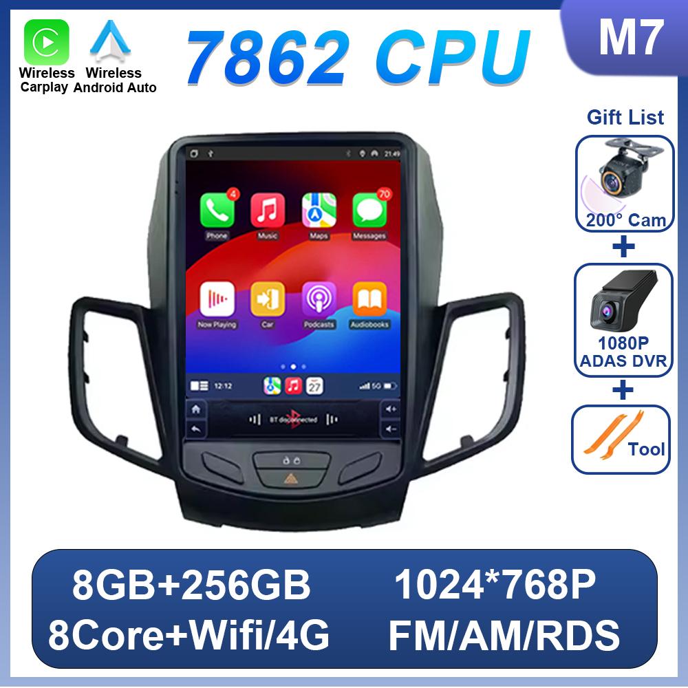 Car Radio For Ford Fiesta MK7 2009-2016 Tesla Style Car Radio Multimedia Auto Autoradio Carplay GPS Navigation Head Unit NO DVD