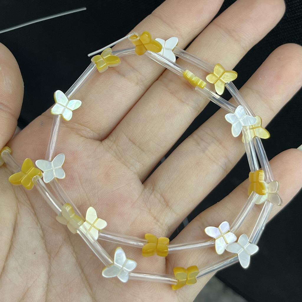 Charming Natural Shell Butterfly Beads 7×8mm, 20pcs per Strand, Sweet Fairy Vibe Loose Beads for DIY Necklace Bracelet Earring Jewelry Making Supplies
