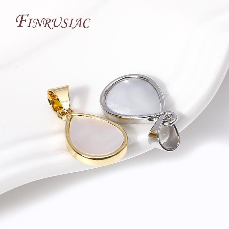 Trendy Rhodium/18K Gold Plated Natural Shell Drop Shape Charms Pendants For Necklace Making DIY Jewelry Accessories