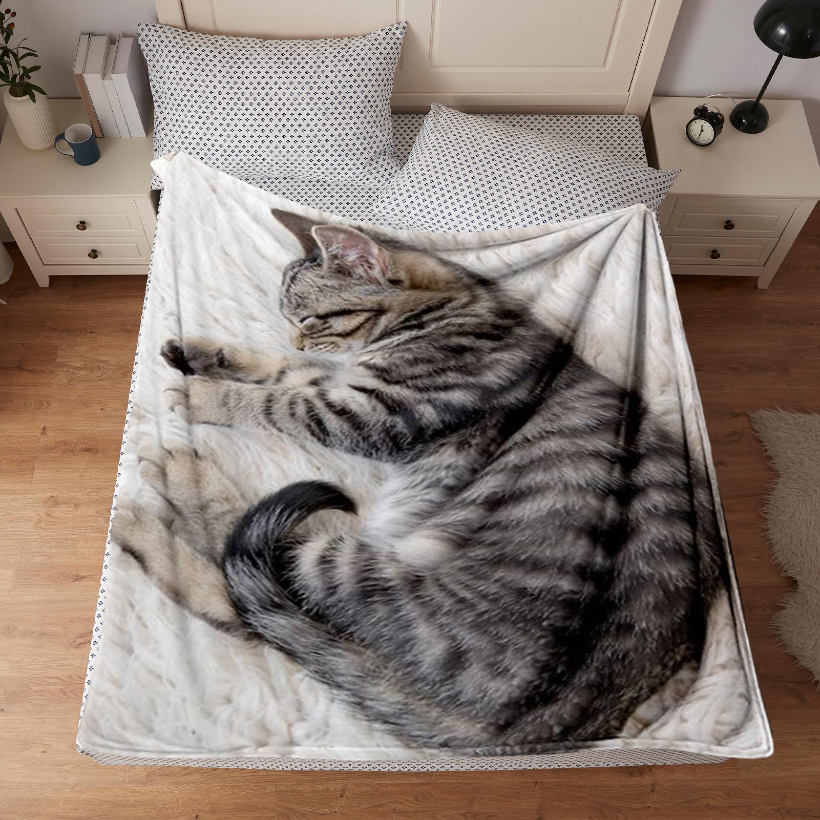 

Cartoon Kitten Flannel Throw Blanket Cat Print Soft Warm Fleece Blanket Warm Bed Accessories Decor For Camping Sofa Bedroom China Mainland