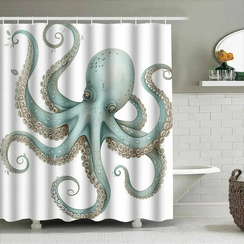 Octopus Shower Curtain Extra Large Bath Decor For Modern Kitchens Bathrooms Printed In Hd, Waterproof Fabric