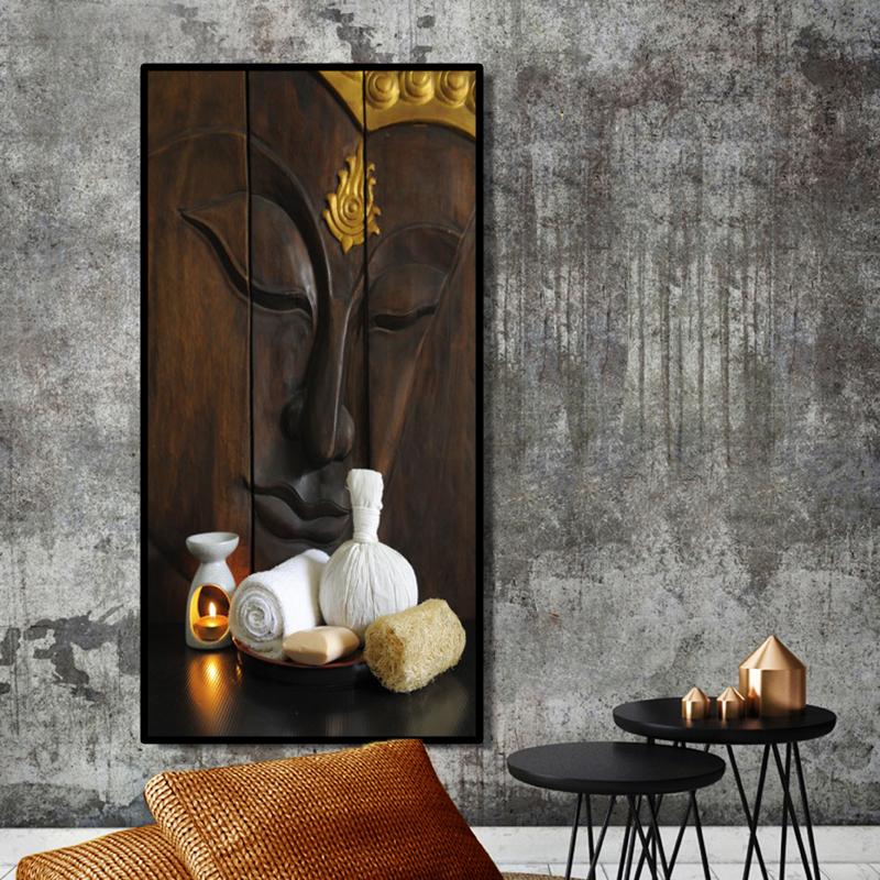 Large Size Antique Wall Artwork Buddha Painting Prints on Canvas Art Posters Pictures for Living Room Home Decoration Frame