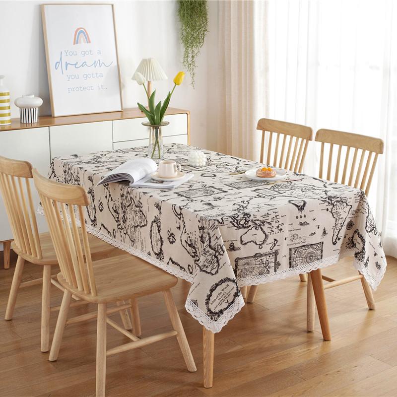 Polyester Cotton Map English Newspaper Lace Tablecloth Coffee Table Tablecloth Table Cloth Cover Towel