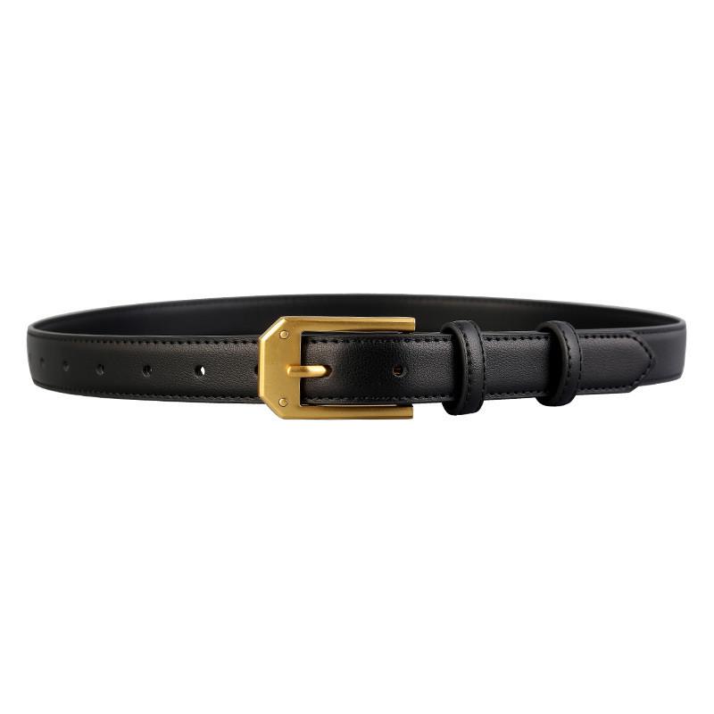 Simple Leather Belt For Women And Men With Silver Alloy Buckle For Casual And Office Wear