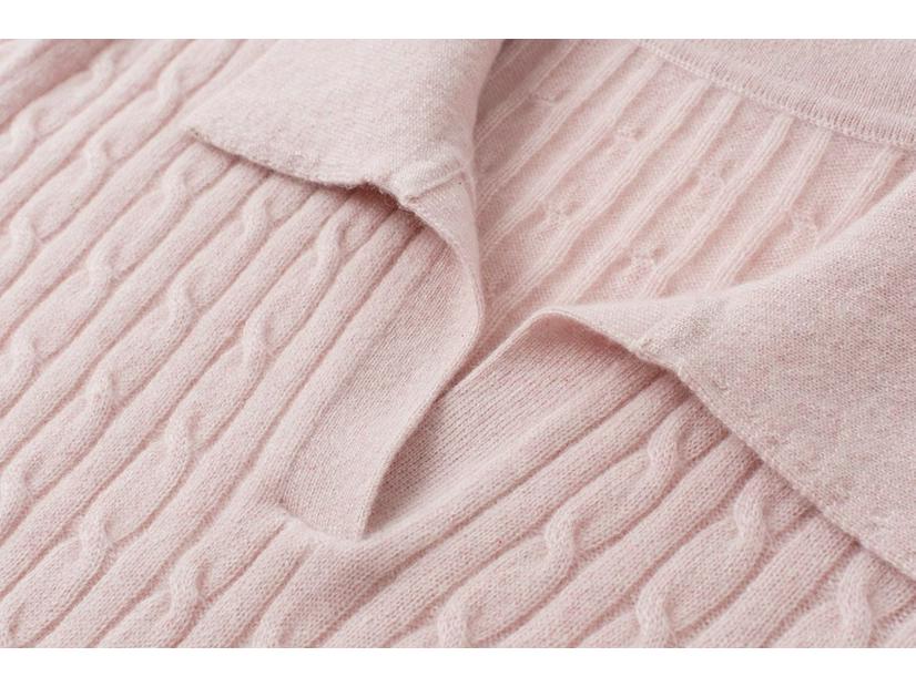 Women's 100% Pure Cashmere Cable Knit Lapel Sweater - Slimming and Versatile Pullover