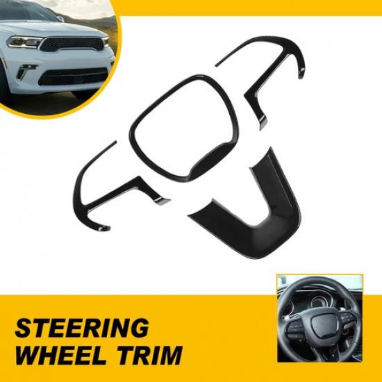 4PCS Glossy Black Steering Wheel Bezel Trim Cover For 2015- Dodge Challenger