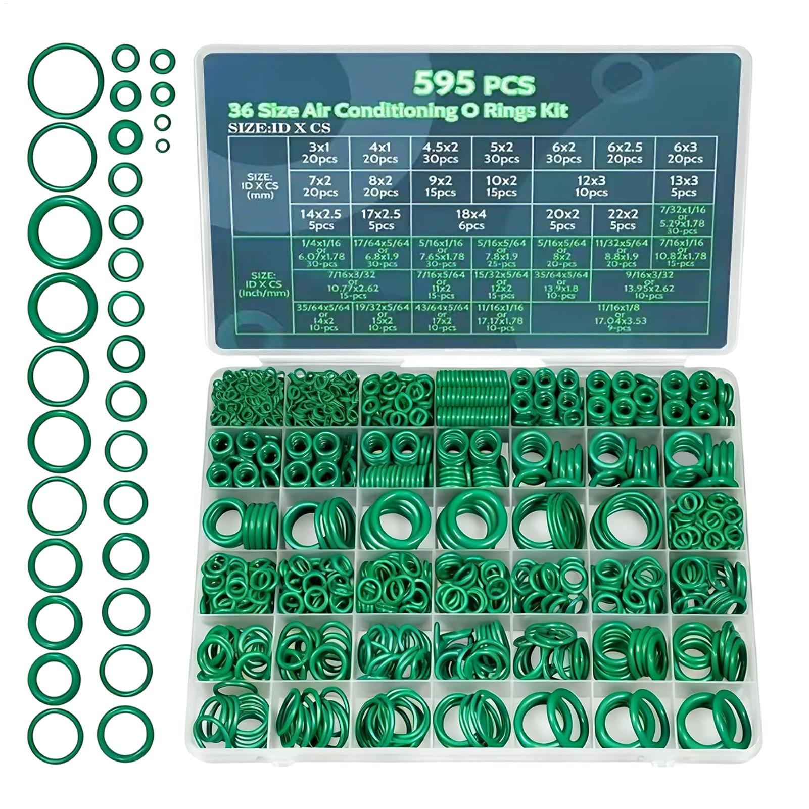 

595 шт. Набор для ремонта уплотнительных колец кондиционера, ассортимент 36 размеров, уплотнительные резиновые кольца O-типа, резиновые аксессуары CHINA
