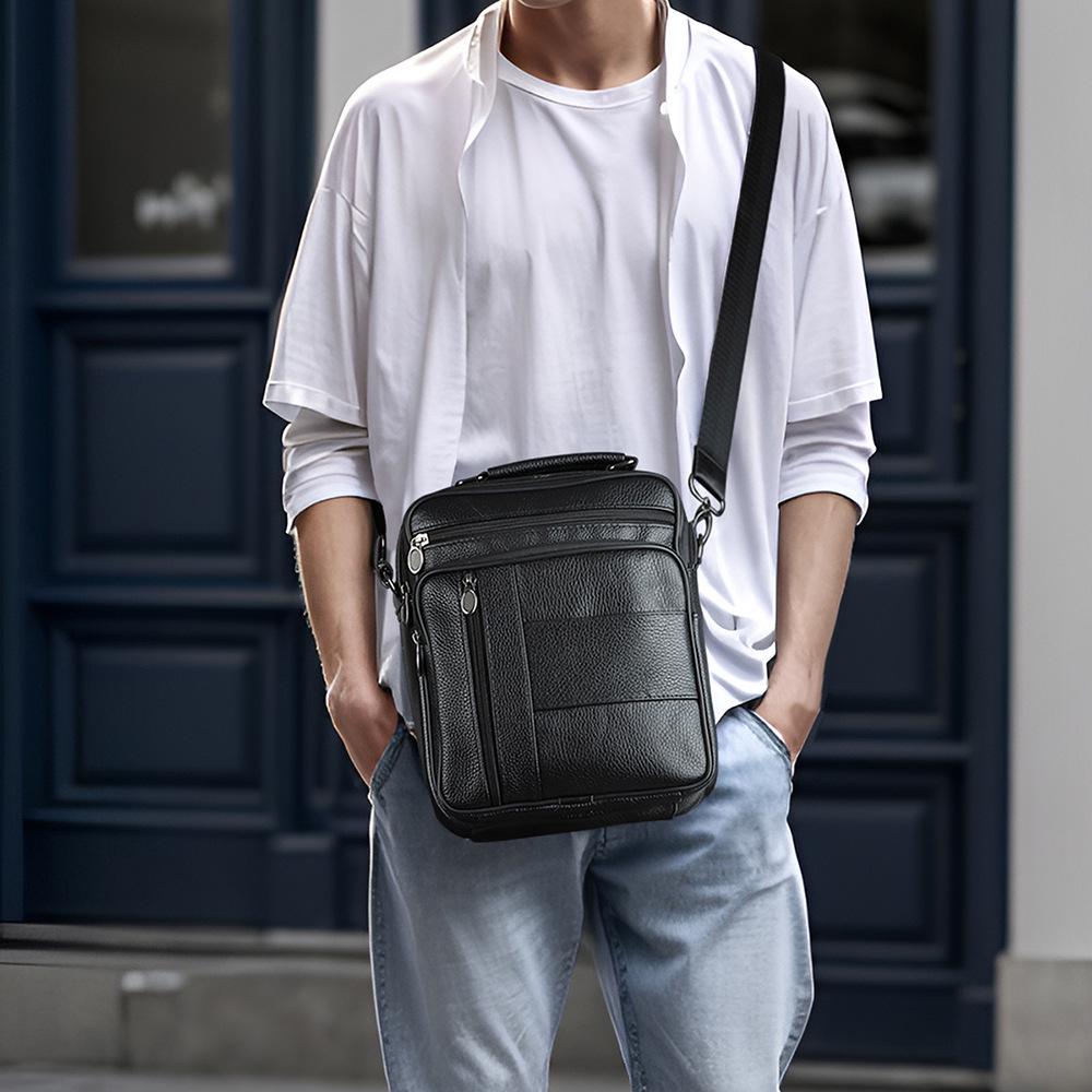 Herren Echtleder Vertikale Umhängetasche - Multifunktionale High-End Schultertasche für den lässigen Pendelverkehr