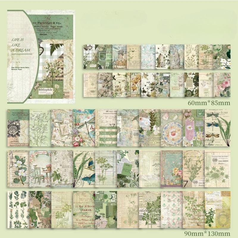 

100 Pcs/pack Past Stories Material Paper Aestheti Scrapbooking Journaling Vintage Stationery Aesthetic Plants Manuscript