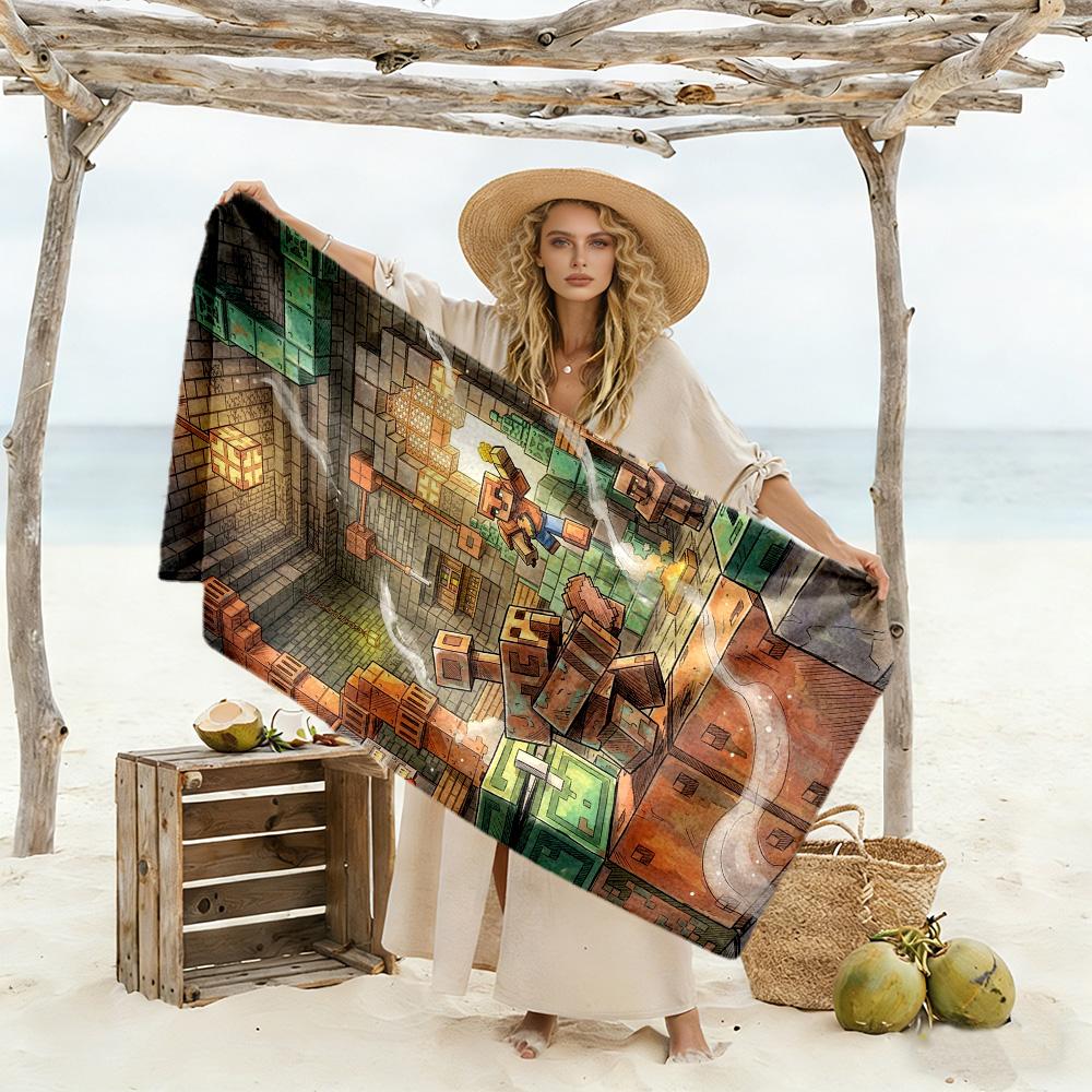 Minecraft Beach Towel Super Soft & Absorbent Comfortable Lightweight Suitable for Swimming, Gym, Camping, Yoga Vacation
