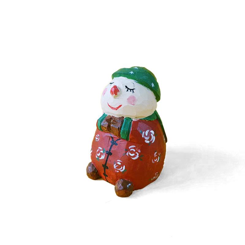 Handmade Solid Wood Animal Figurines: Kitten, Chick, Elephant, Snowman