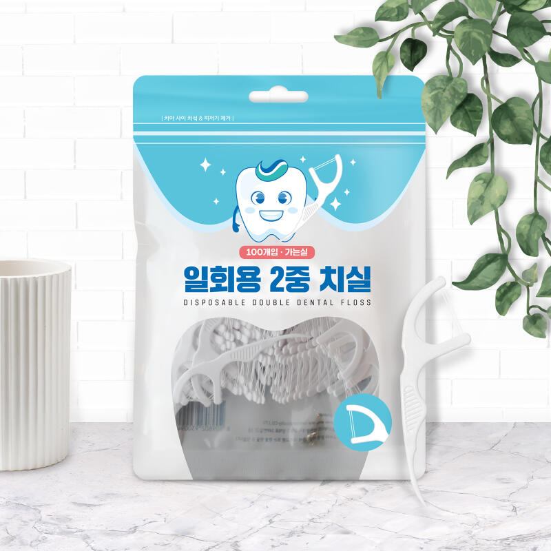 Disposable Double-layer Dental Floss Toothpick for Dental Care (100P X 3)