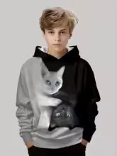 Children's Clothing Hoodies Long Sleeve Children's Sweatshirt Cartoon Children's Fashion Cat Print Girls' Summer Clothes Boy Top