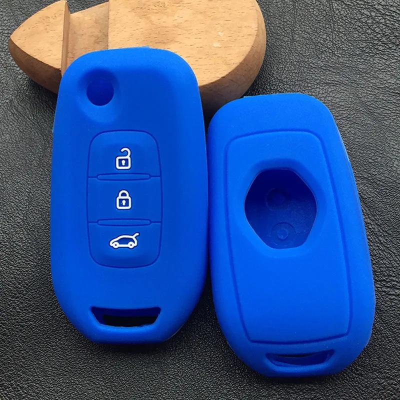 Siliconen Auto Sleutel Auto Hoesje Cover voor Renault Kadjar 3 Knops Klapbare Sleutel Hoesje Cover Shell