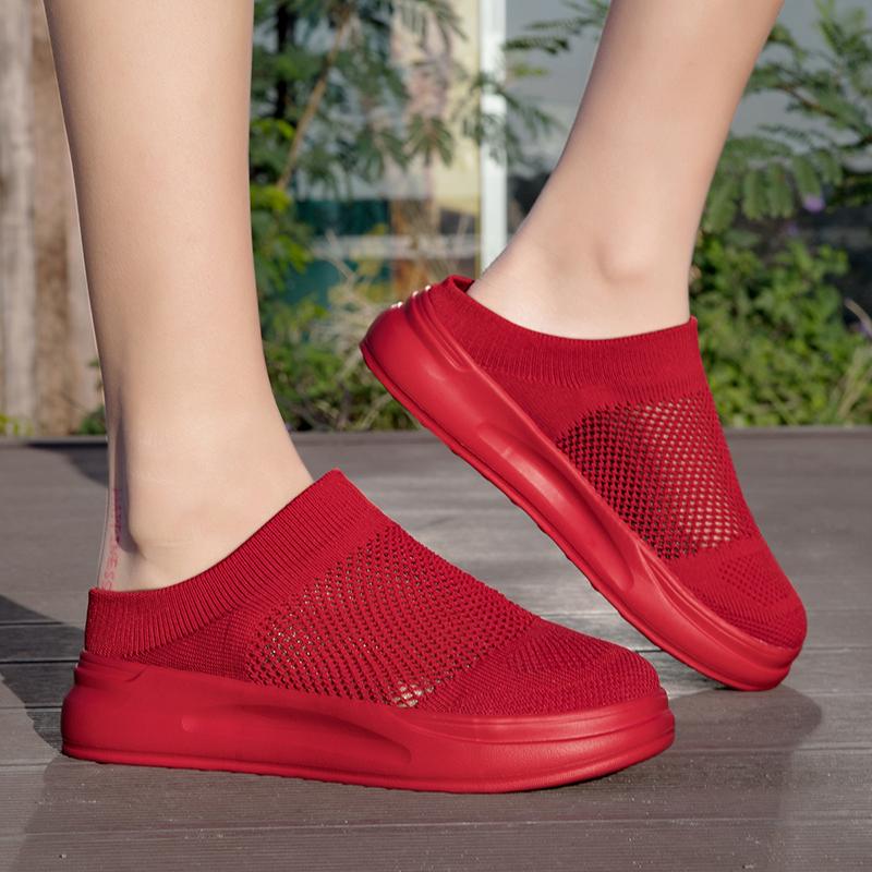 Breathable Mesh Couple Casual Shoes Knitted Lightweight Slippers Slip-on Daily Loafers for Walking Traveling Size 36-45