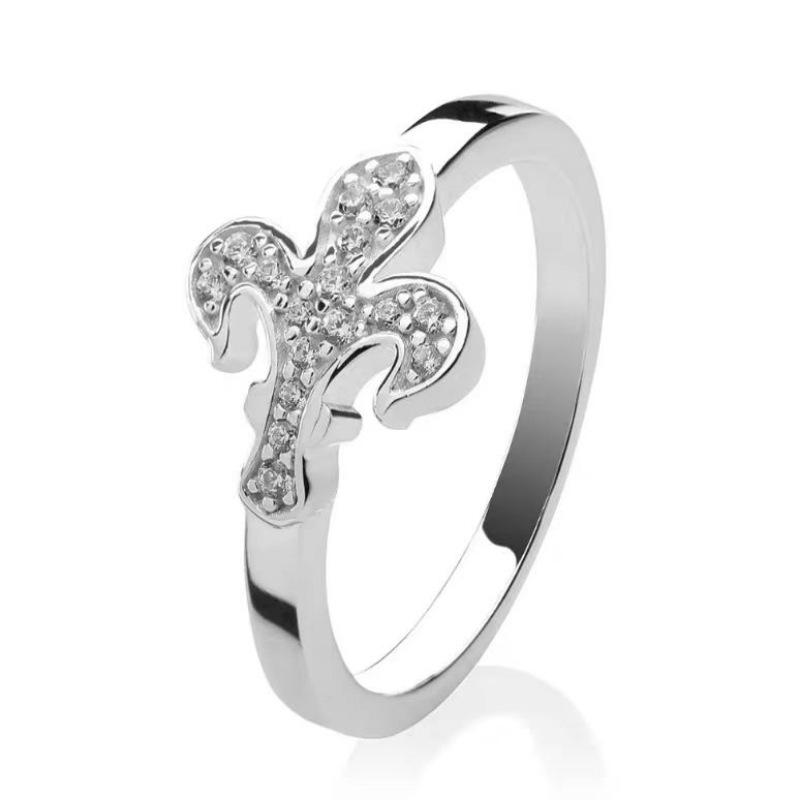 2026 Exquisite Fashion Iris Micro-inlaid Open Ring Light Luxury High-end Index Finger Ring Ring Resizable серебряный