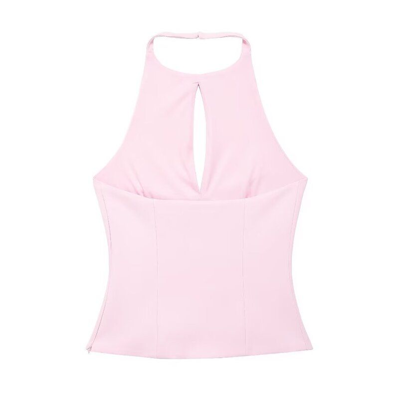 Fashion Style 2024 Summer New Arrival Women's Clothing Stylish Easiest for Match Bowknot Decoration Hanging Collar Tops 4772009