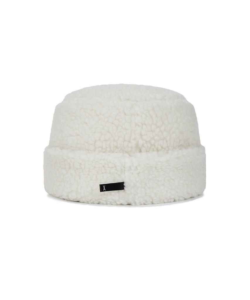 Bajal Va Long Label Fleece Mongolian Bucket Hat Cream