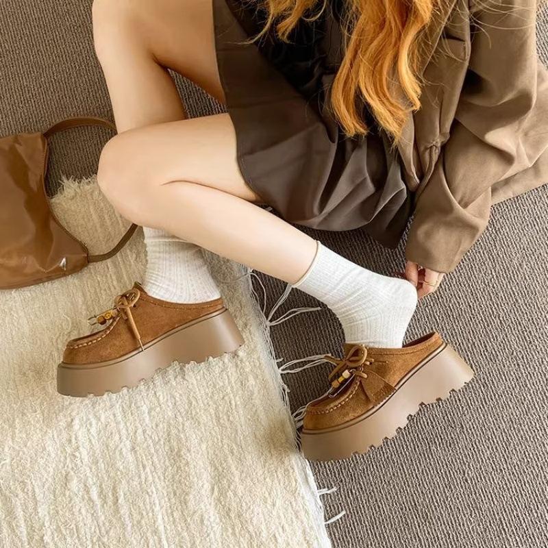 Baotou half slippers women's platform 2025 new height-increasing Boken slippers retro ethnic style one-pedal lazy shoes