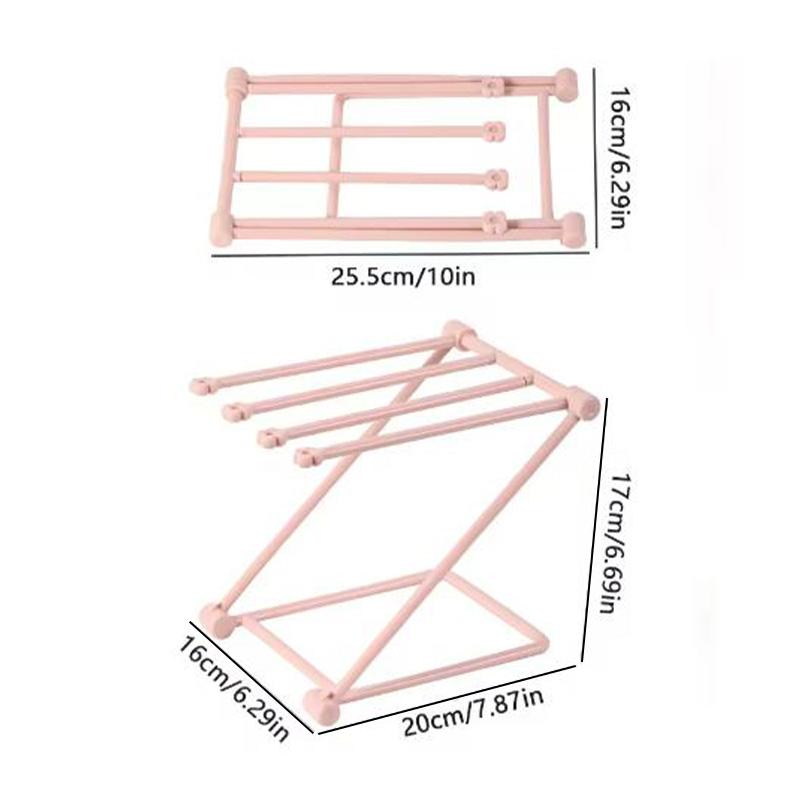 Plastic Jewelry Display Stand Pink Foldable Headband Scrunchies Hair Claw Clip Accessories Storage Organizer Shelf Holder