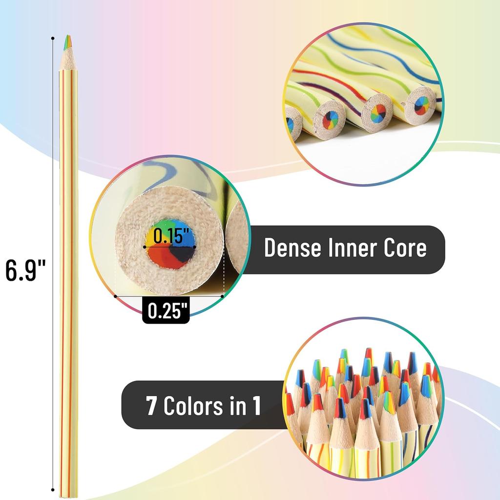 Mr. Pen- Rainbow Pencils Bulk, 48 Pack, 7 Color In 1 Rainbow Colored Pencil, Fun Pencils for Kids