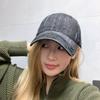 Retro and old washed baseball cap men's soft top ripped letter cap showing face small sunshade cowboy hat