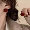 S925 Silver Needle French Retro Square Oil Dripping Earrings New Earrings Women's Niche Design Earrings