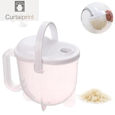 Ciotola per lavare il riso in plastica per cereali da 14 once con scala, strumento per la pulizia della frutta e verdura, colino da cucina con manico