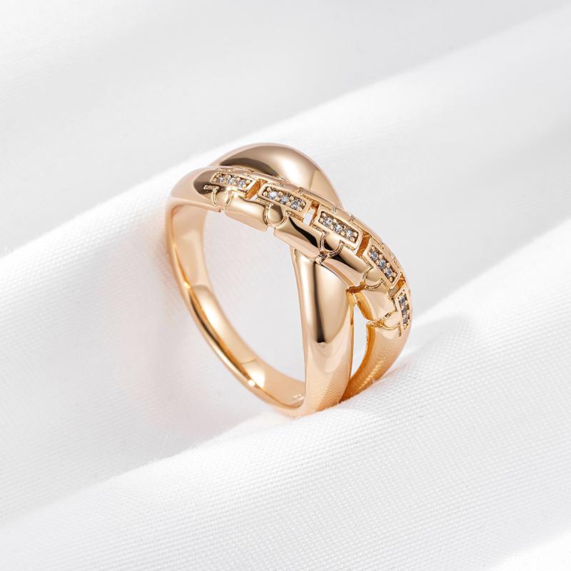 Prsteny Kinel lesklé zlaté barvy Unisex sada zirkonů