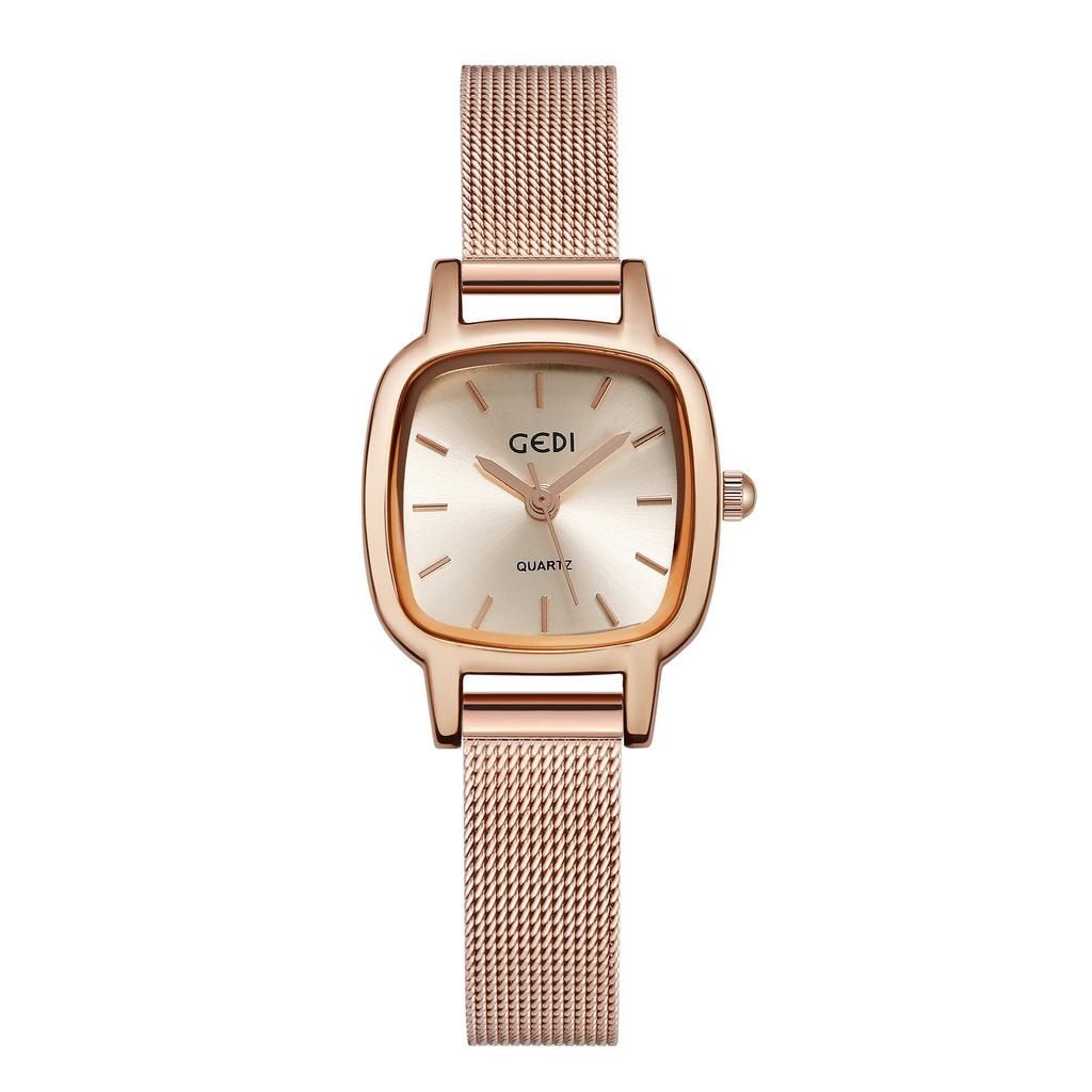 Light Luxury Fashion Simple Premium Square Small Dial Temperament Mesh Strap Waterproof Quartz Ladies Watch