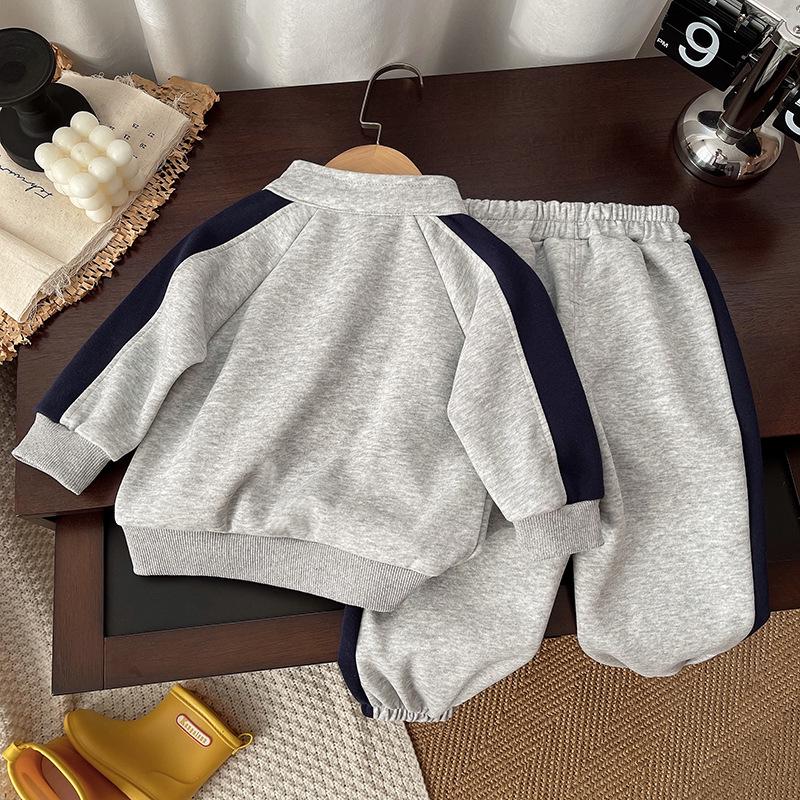 2025 Boys' Spring & Autumn Long-Sleeve Sweatshirt Outfit - Toddler Two-Piece Set