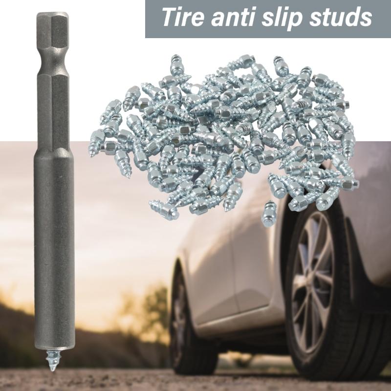 9mm 12mm Stahl Schraub Reifenstollen, 100 Stück Schnee Spikes AntiRutsch AntiEis Spikes mit Montage Werkzeug für Auto Motorrad