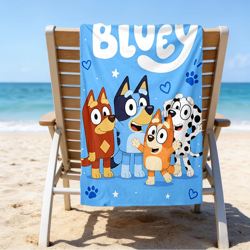 Ultra-Soft Beach Towel with Bluey Theme,Ideal for Pool - Camping, Diving - Perfect Travel Essential, Vibrant Beach Towel.