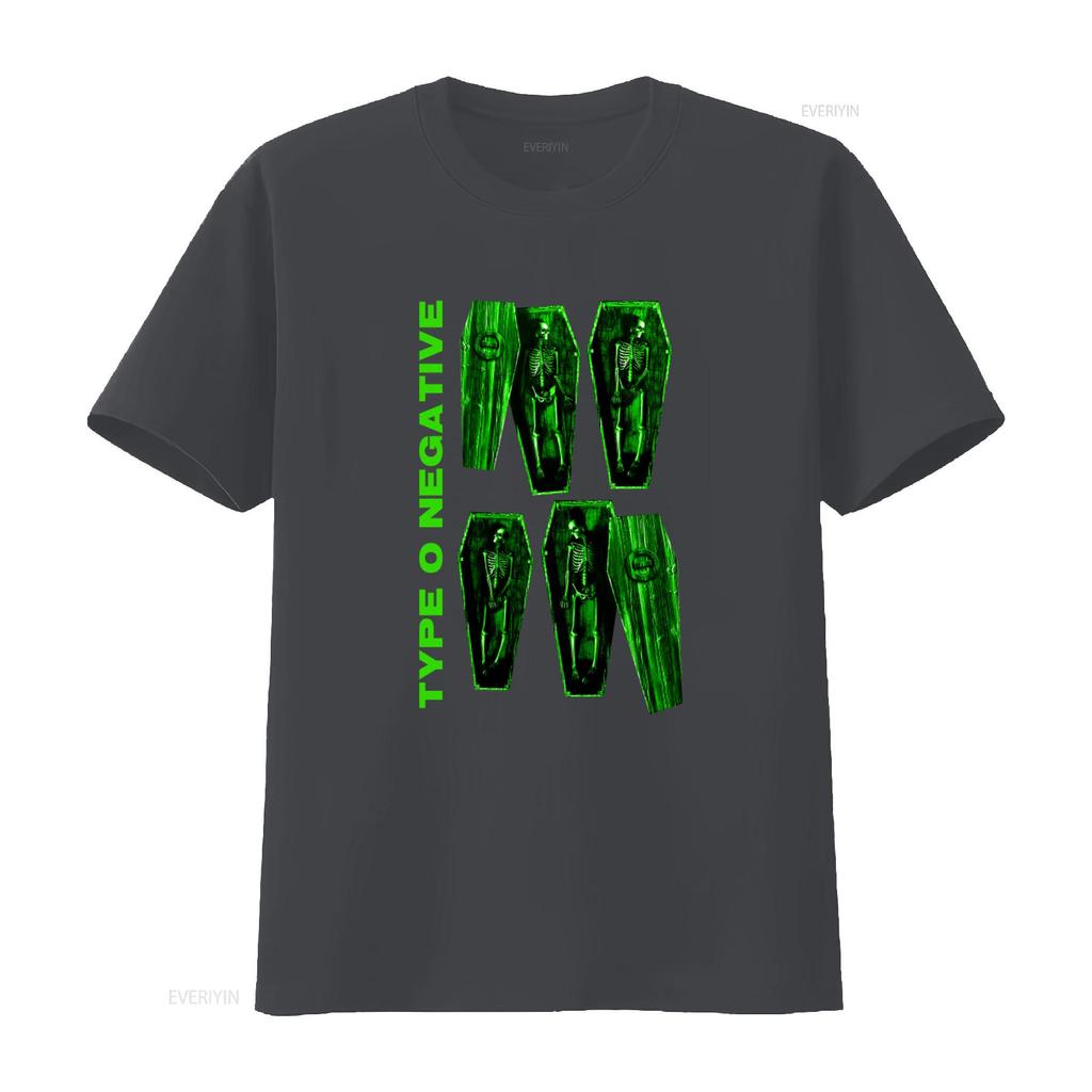 Type O Negative Coffin Skeleton T Shirt for Gothic Rock Band Vintage Washed Versatile Soft Designer Clothes Stretched Graphic