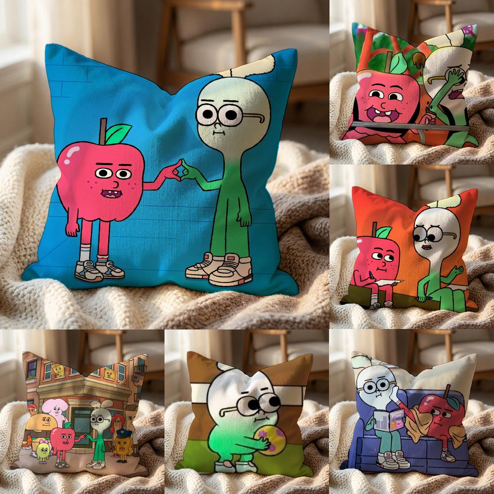 Anime Food A-AppleS And OnionS Cushion Cover Multi-Scene Pillow Cover for Home & Car - Reversible, Soft & Durable for Daily Use